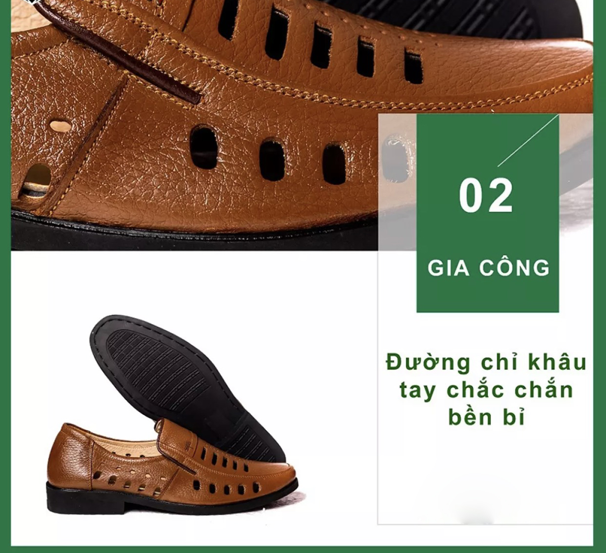 giày rọ nam da bò thoáng khí - h15k