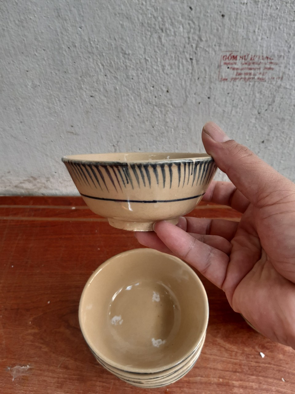 Set 10 chén đá phết xanh nam bộ