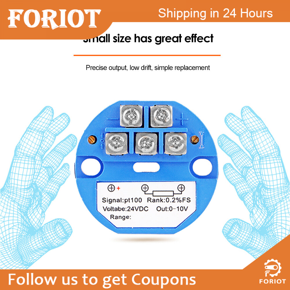 Foriot PT100 Temperature Sensor Temperature Transmitter Isolated Detector Module -40~ 120 Degree -4-20MA 24V