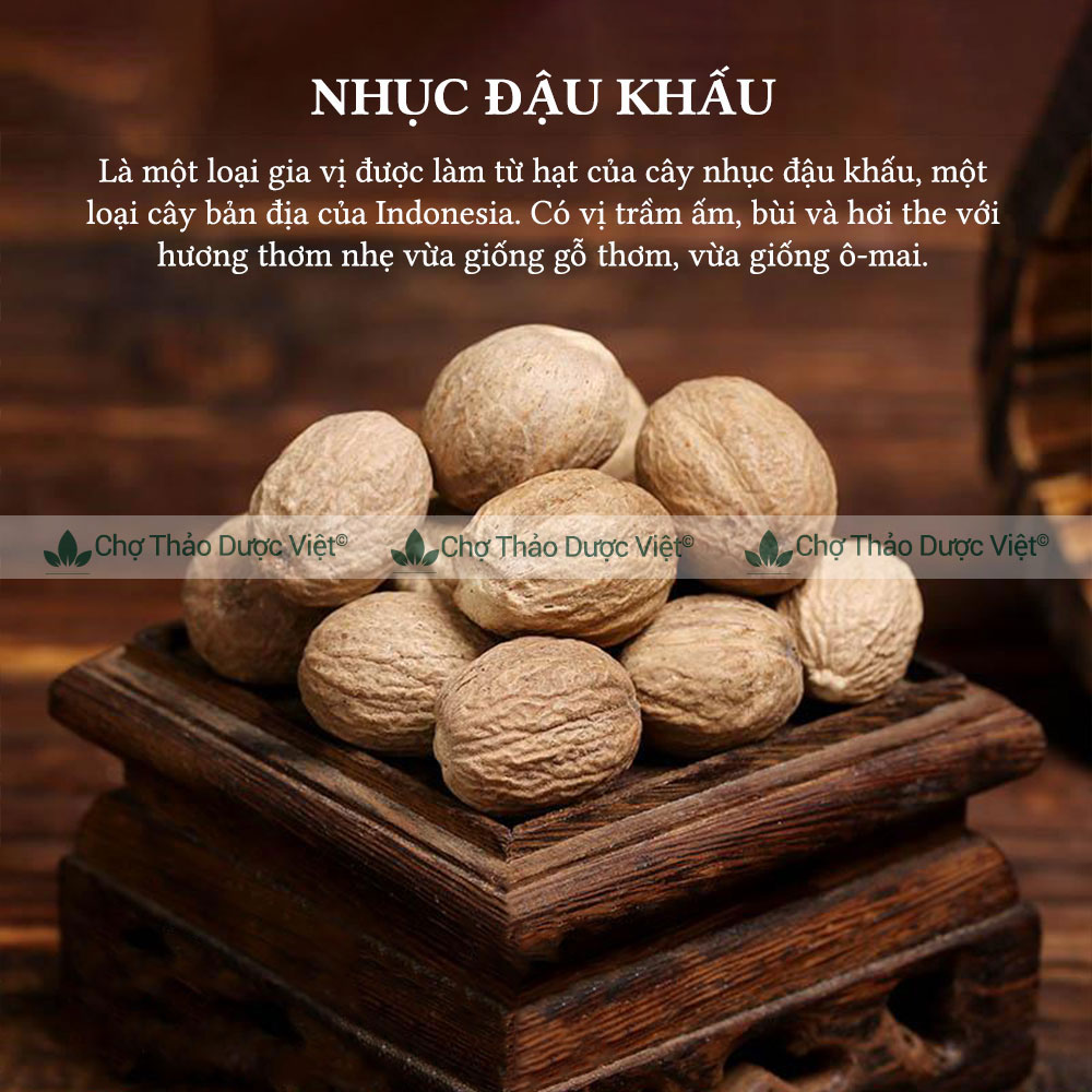 Nhục đậu khấu 100g, nutmeg, hạt to, thơm, sạch, gia vị nấu ăn, làm bánh - Chợ Thảo Dược Việt