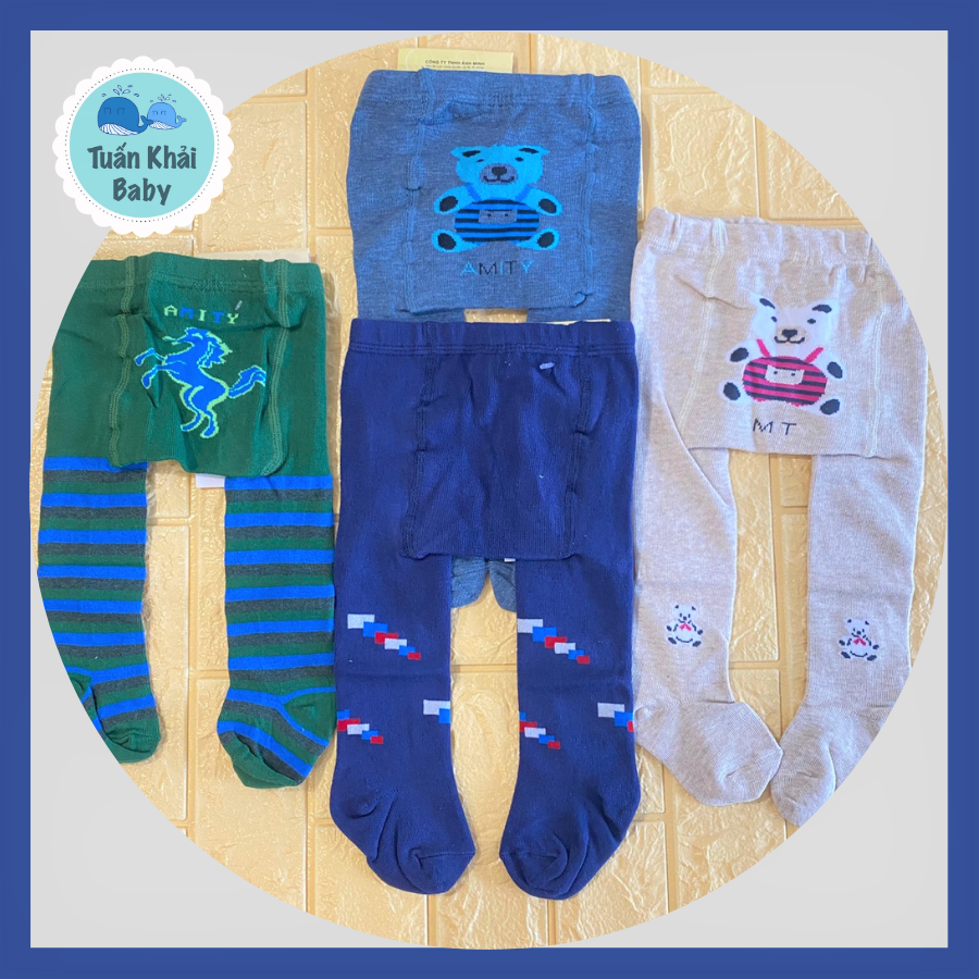 Quần tất ( 1 cái) cotton Thu Đông ấm áp Amigo cho bé trai, bé gái, quần tất vải mềm, mịn, co giãn tốt, giúp bé thoải mái