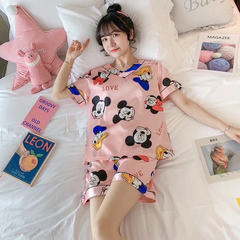 (3) [HCM] [BIGSIZE 3XL-5XL] [Ảnh thật] [M-5XL] [LỤA POLY] Đồ ngủ/mặc nhà lụa đùi cổ tim