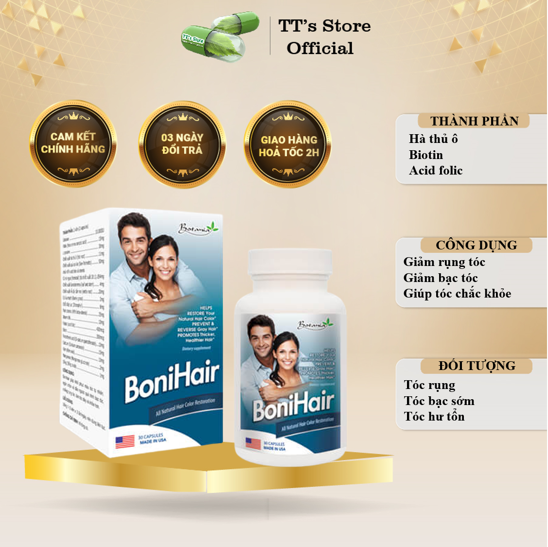 BoniHair - Viên uống ngừa rụng tóc -