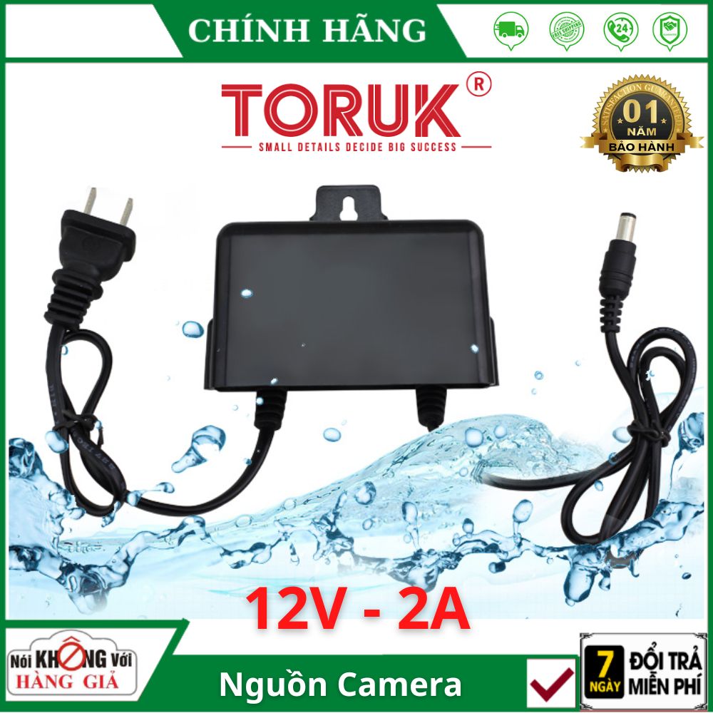 Nguồn 12V 2a ngoài trời chống nước Toruk - bảo hành 12 tháng - adapter camera hikvision có móc treo , nguồn camera yoosee , nguồn camera dahua