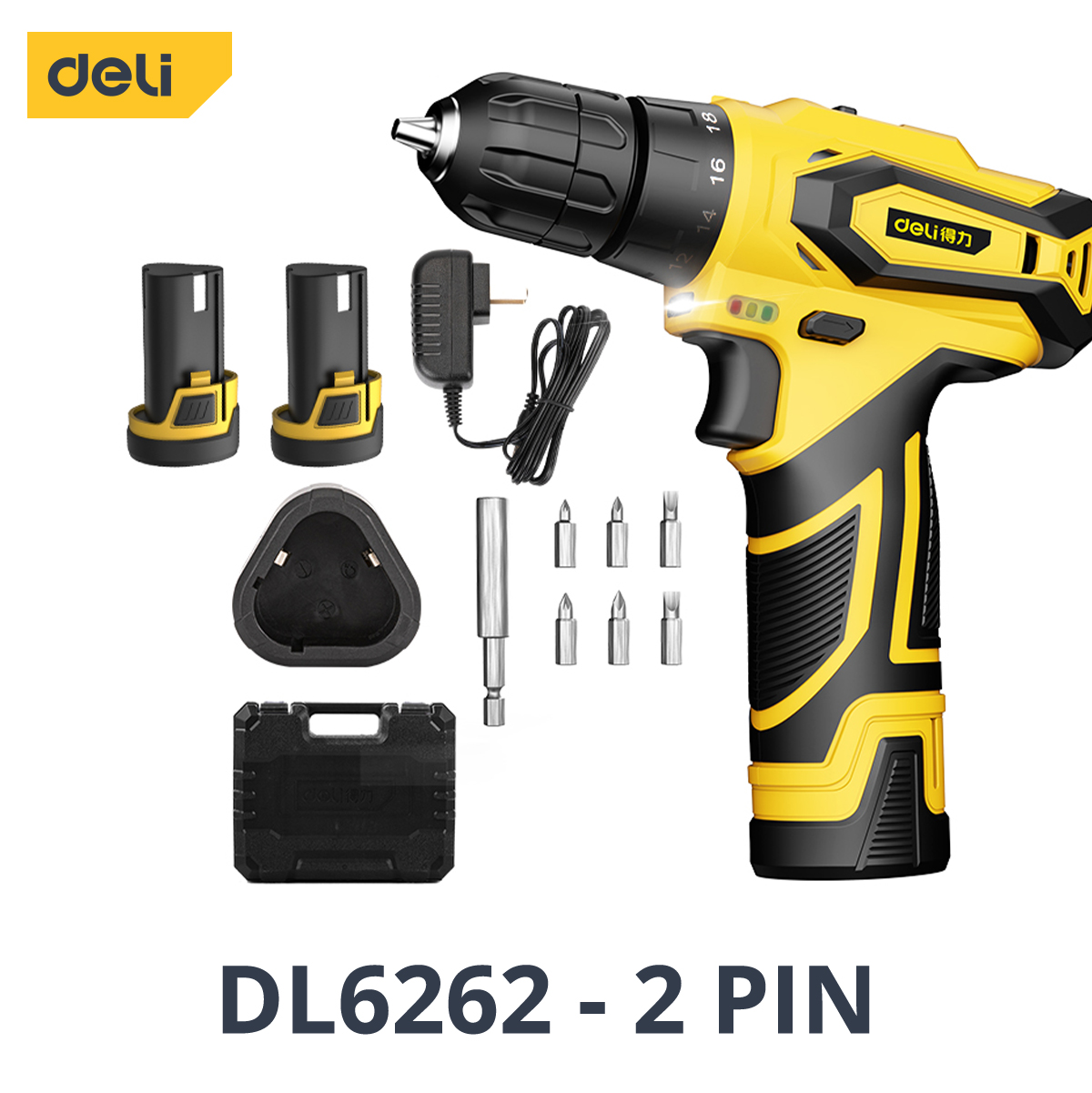 Máy Khoan Pin Cầm Tay Không Dây Deli Chính Hãng Pin 12V Bắt Vít - Nhỏ Gọn, Tiện Dụng - Dùng Cho Sửa Chữa Vật Dụng - DL6261