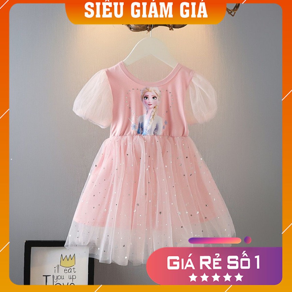 Váy công chúa elsa, đầm bé gái đính đá lấp lánh