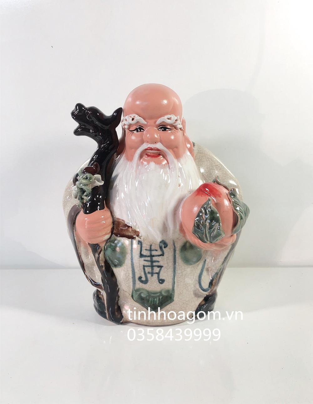 Tượng tam đa no đủ gốm sứ Bát Tràng cao 33cm