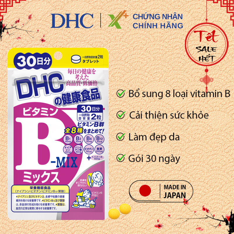 Viên uống Vitamin B tổng hợp DHC Nhật Bản thực phẩm chức năng bổ sung 8 loại vitamin B tốt cho sức khỏe và sắc đẹp gói 30 ngày XP-DHC-MIX30 nhập khẩu