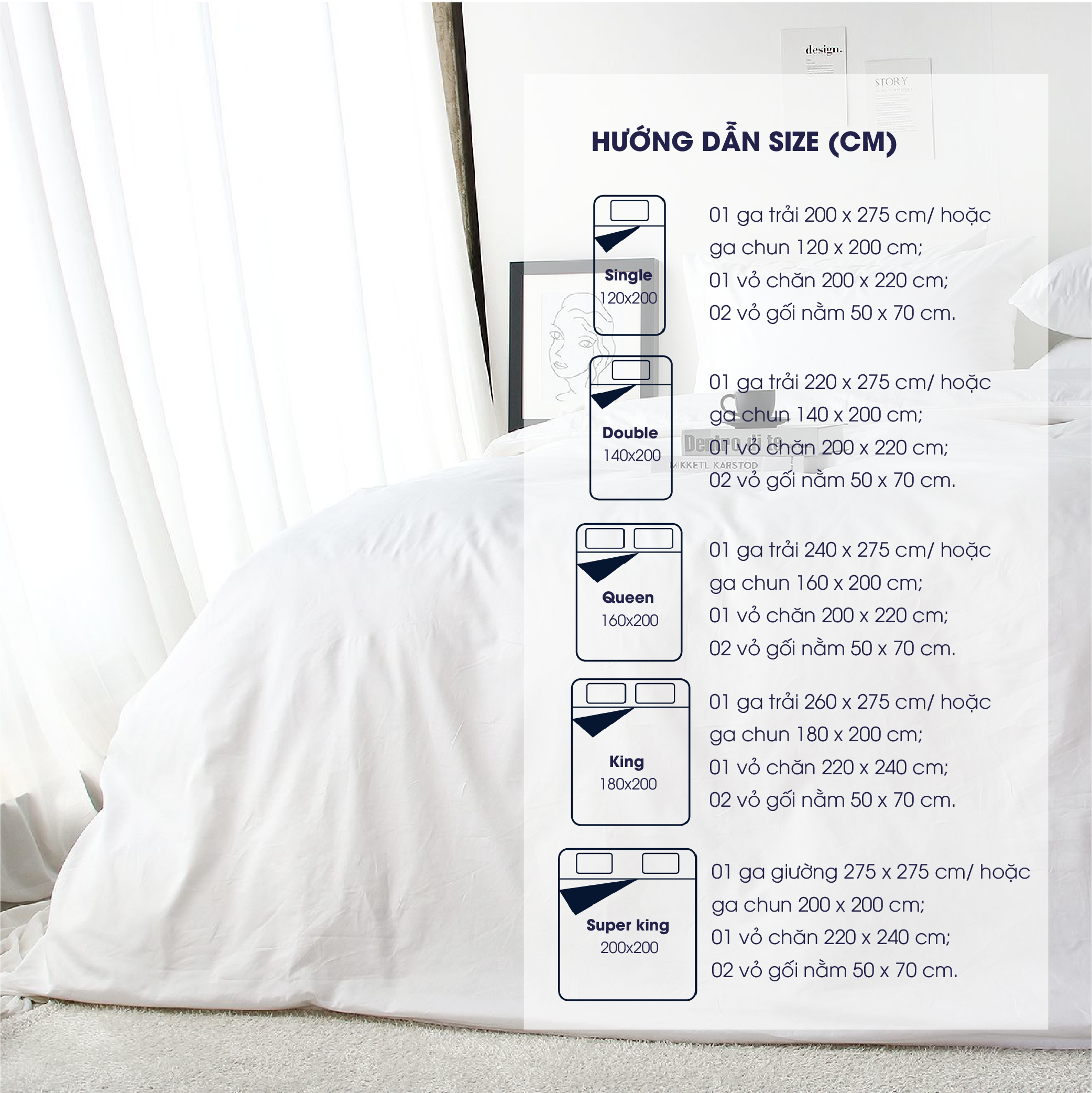 Changmi Bedding Premium Silk Cotton Bedding Set, Super Soft and Cool (4 Pieces)