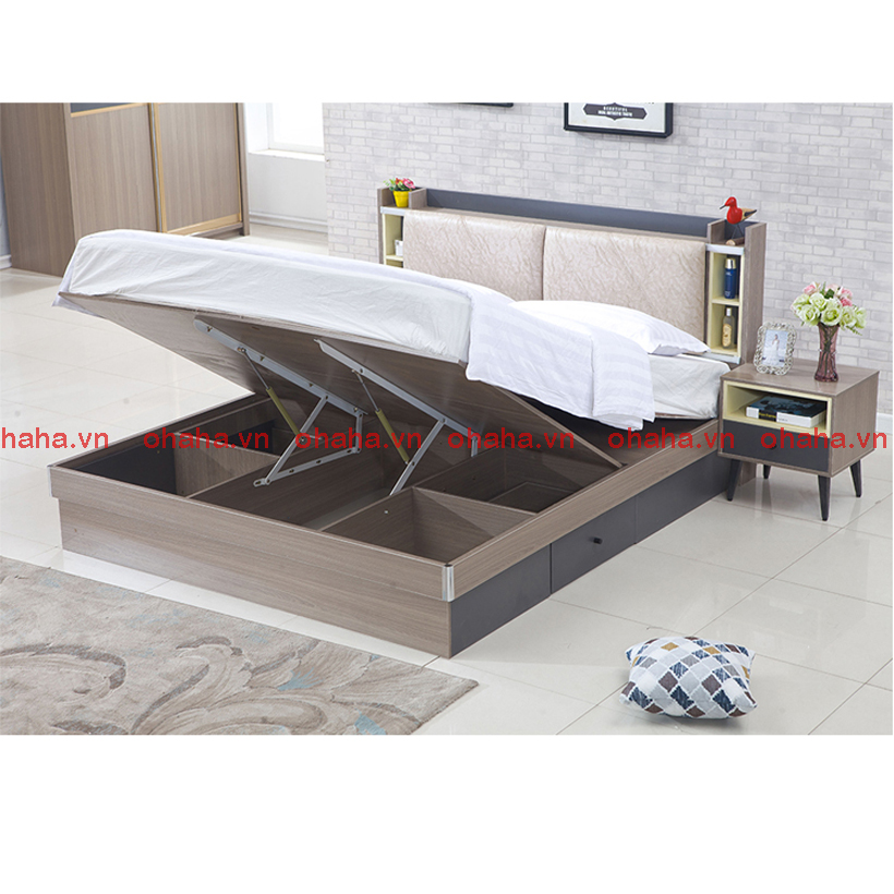 [ Freeship HCM ] [ Trả góp 0%] GIƯỜNG NGỦ GỖ CAO CẤP BỌC NỆM OHAHA - GN011