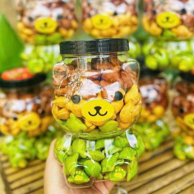 400g- Bánh gấu mix 3 vị (bánh gấu nhân kem,bánh gấu socola,bánh gấu chùm ngây)/ bánh gấu (hũ gấu) {Khối lượng tịnh, không tính bao bì}