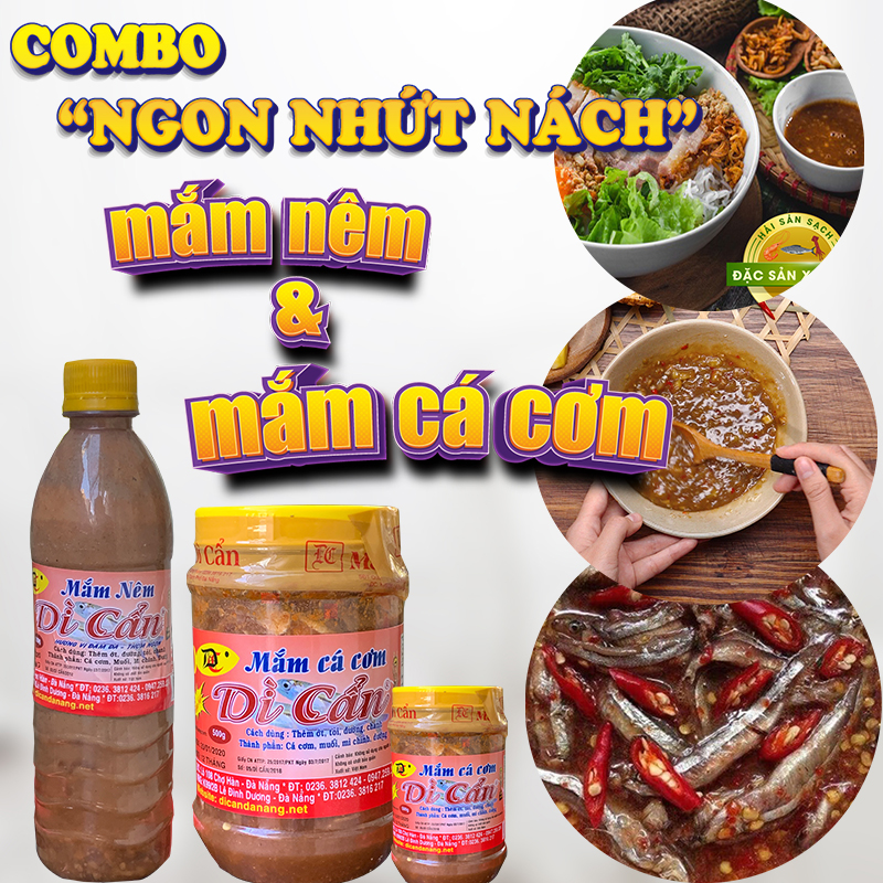 Combo 1 chai mắm cá cơm dì cẩn+ 1 chai mắm nêm dì cẩn - đặc sản đà nẵng thơm ngon, ăn là ghiền