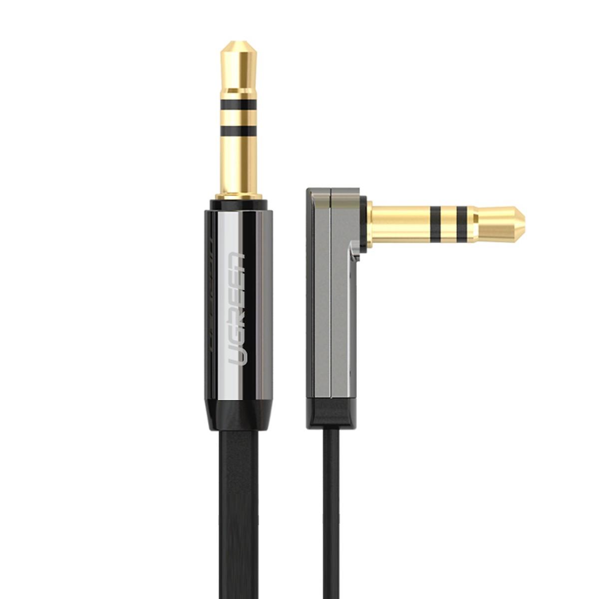 Cáp Audio 3.5mm (M/M) Ugreen 10598 (dài 1.5M) Đầu Bẻ Góc 90 Độ Chính Hãng