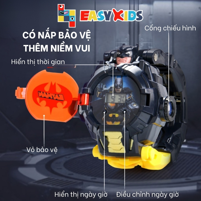 Đồng hồ siêu nhân biến hình robot có chiếu hình cho bé trai gái