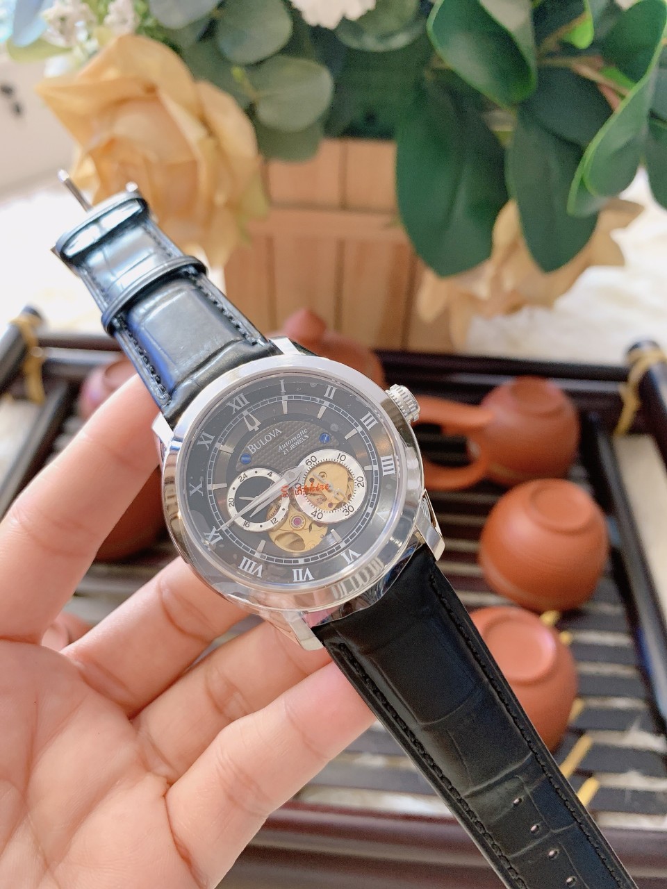[HCM]Đồng hồ nam dây da BULOVA 96A119 AUTOMATIC CAO CẤP