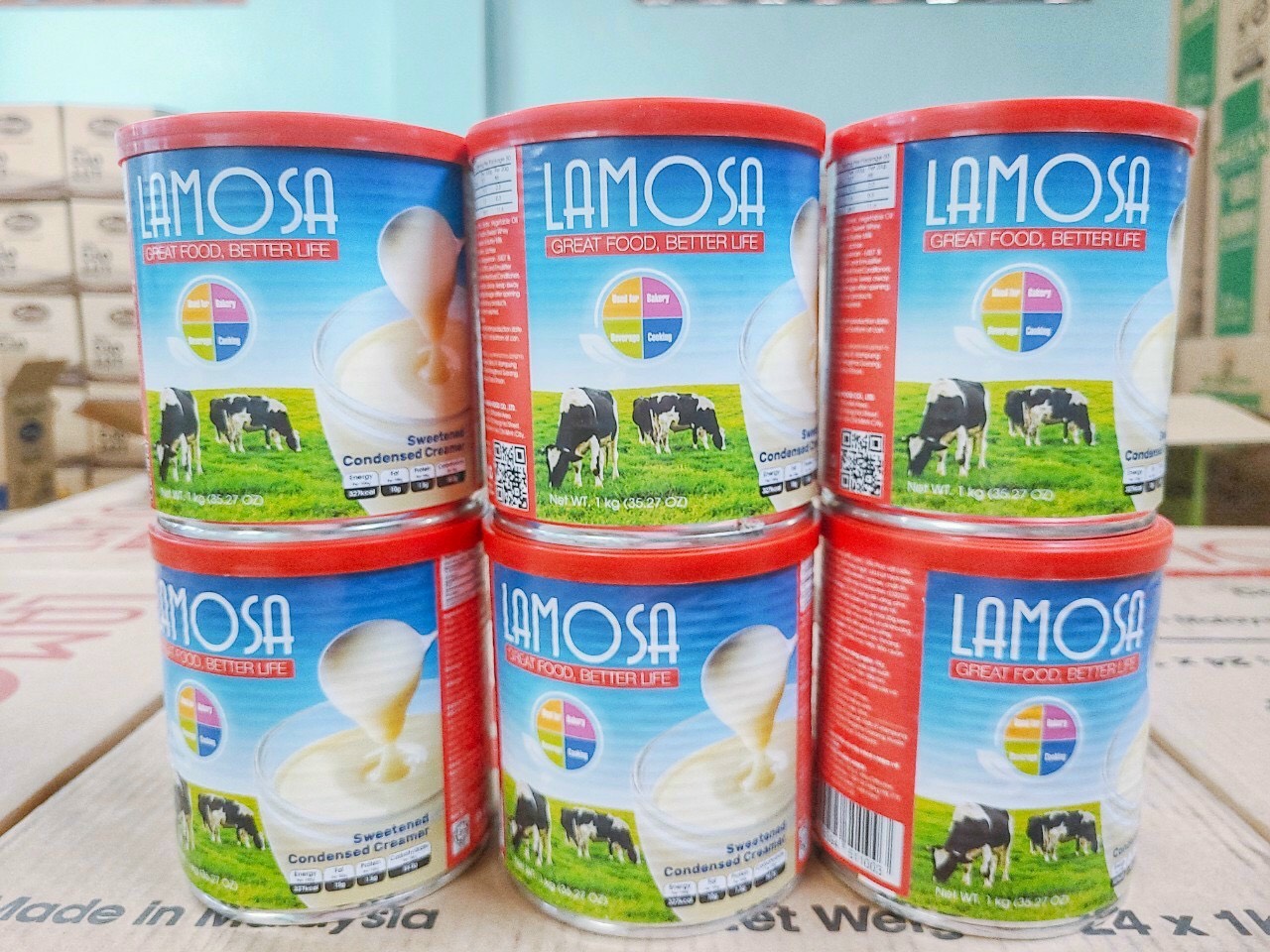 [Combo 4 Lon] Sữa Đặc Có Đường Cao Cấp LAMOSA - Lon 1Kg