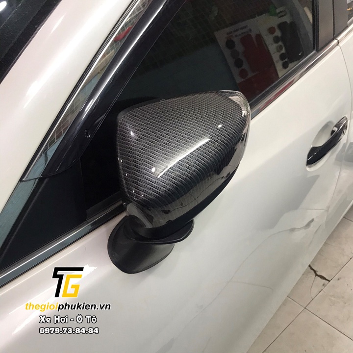 Bộ ốp gương chiếu hậu mazda 3 2015-2019 vân carbon cap cấp