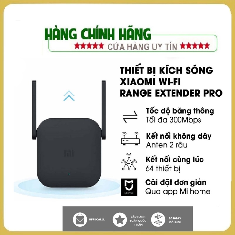BẢO HÀNH 1 NĂM-Thiết bị kích sóng Xiaomi Wi-Fi Range Extender Pro l Wi-Fi băng tần 2.4GHz l Tốc độ truyền tối đa 300Mbps