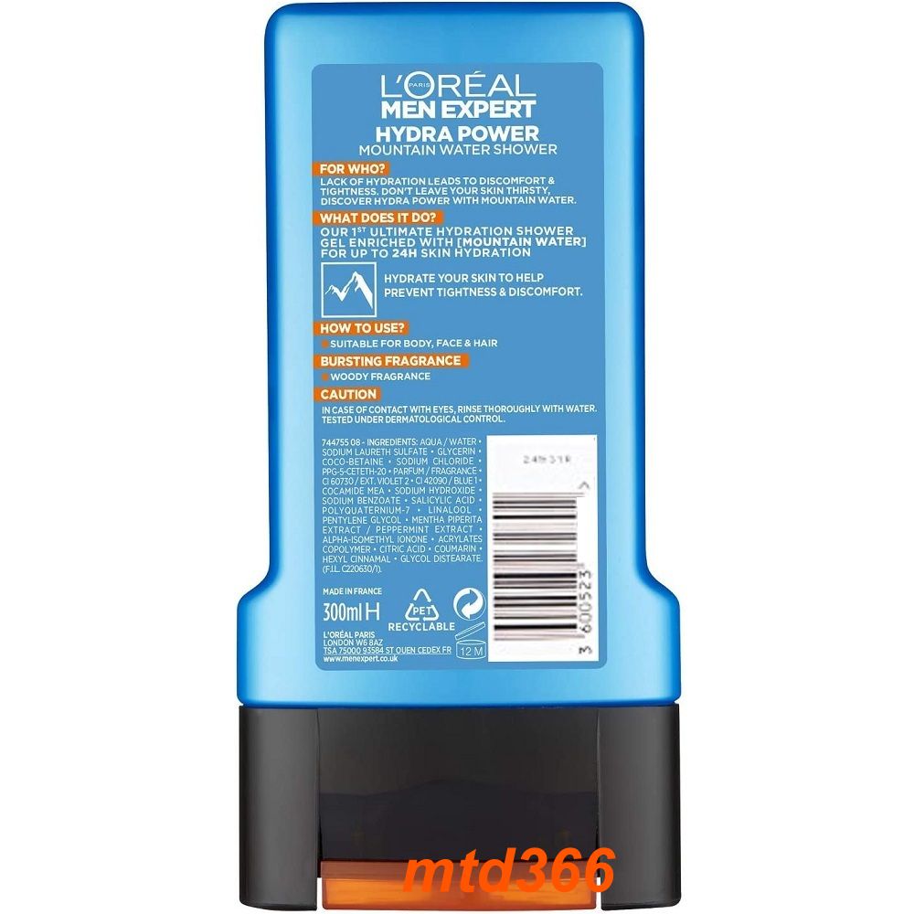 Gel Tắm Nam Loreal 300ml Hydra Power Men Expert