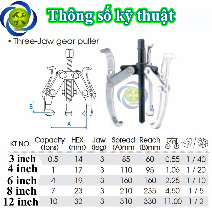 Cảo ba chấu 3 inch KWT 3-03CRV 75mm