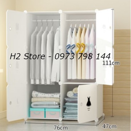 Tủ nhựa ghép đa năng 6 ô để đồ thông minh sâu 47cm