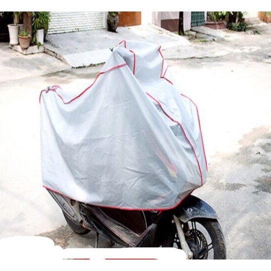 Bạt che xe máy ngoài trời màu ghi Huy Tuấn