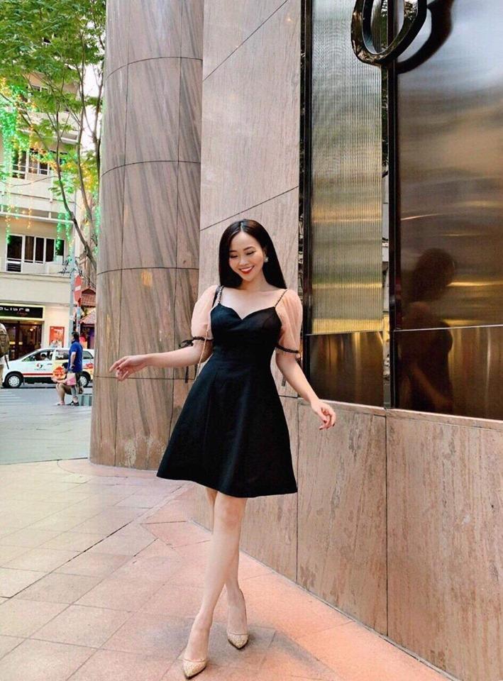 Đầm Xòe Tay Lưới Cúp Ngực