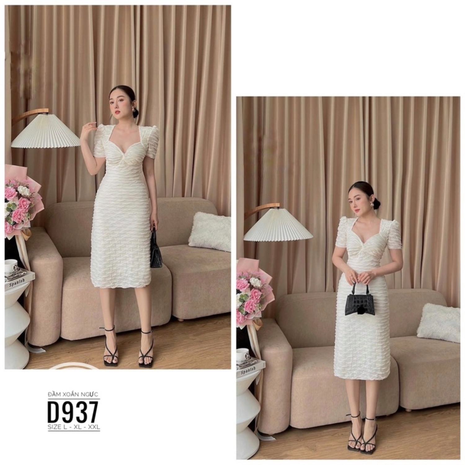 (60-90KG) MINSTORE Bigsize Đầm xoắn ngực D937