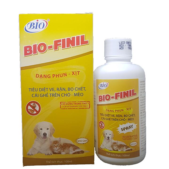 Thuốc Phun Xịt Trị Ve Rận Bọ Chéc Chó Mèo - Bio Finil (100ml)