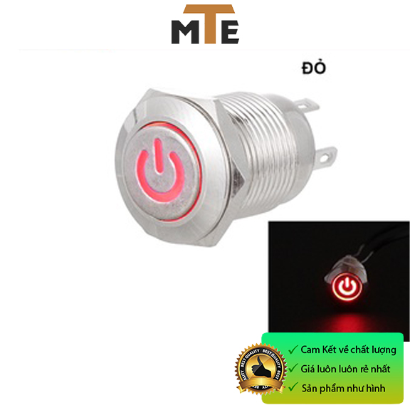 Nút nhấn giữ ON/OFF chống nước 12mm có LED