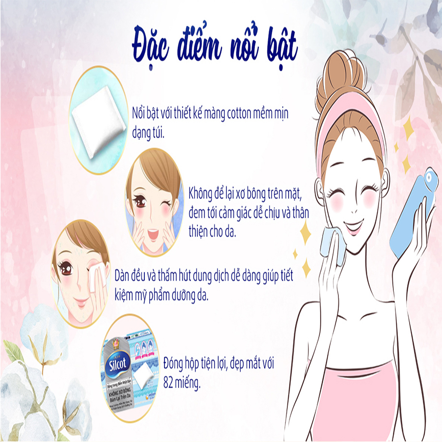 Bông Tẩy Trang Silcot Cơ Bản 82 Miếng/Hộp