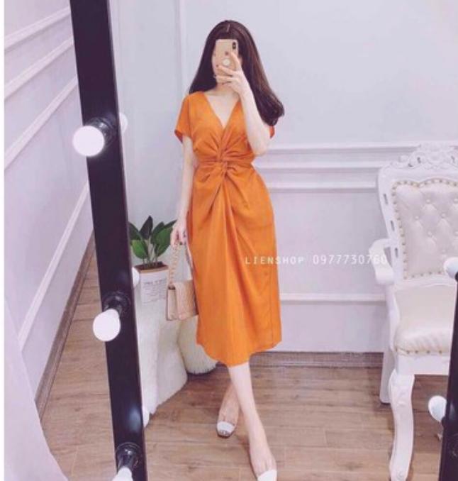 Đầm xoắn ngực cánh dơi JapanQH320