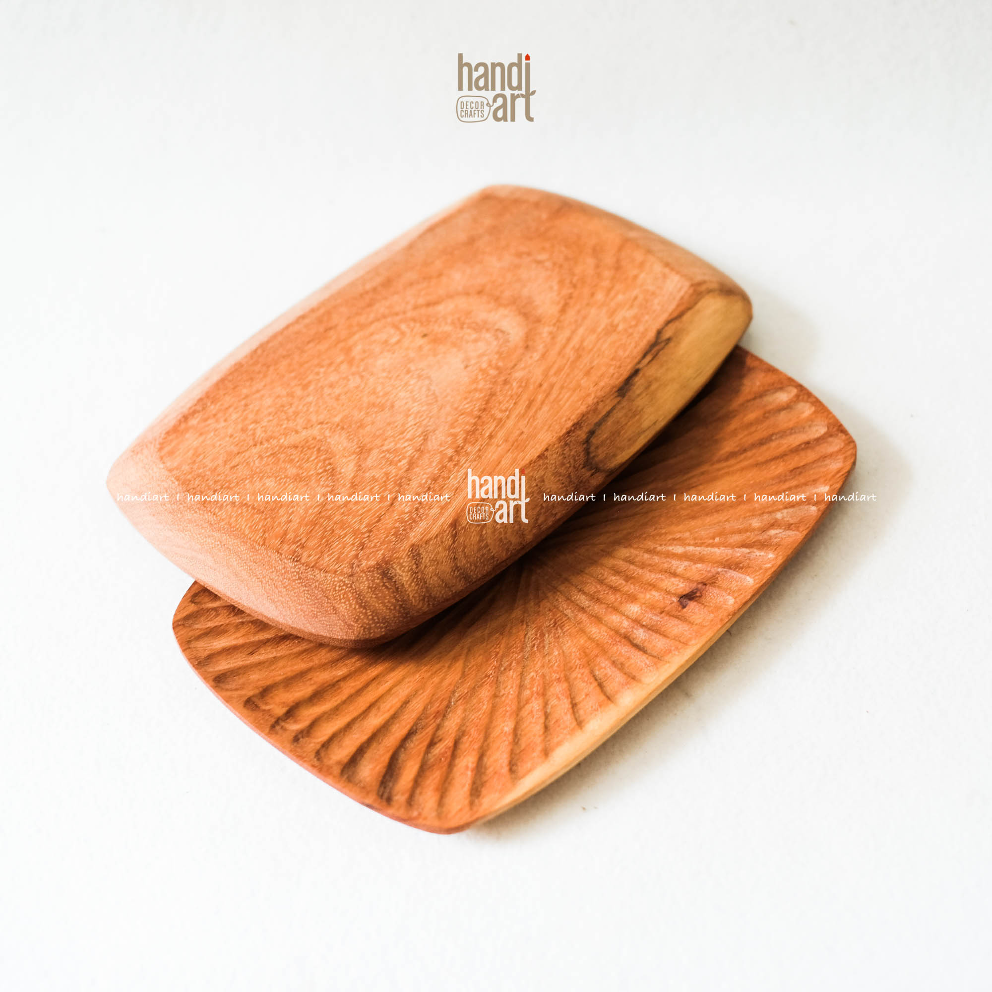 Đĩa gỗ đỏ chữ nhật, Dĩa gỗ decor (30x20cm)