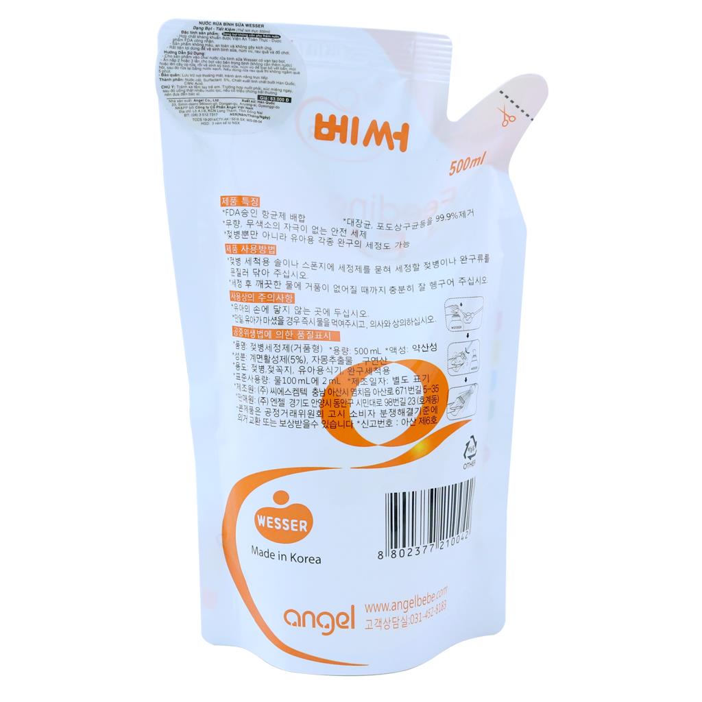 Nước rửa bình sữa Wesser 500ml