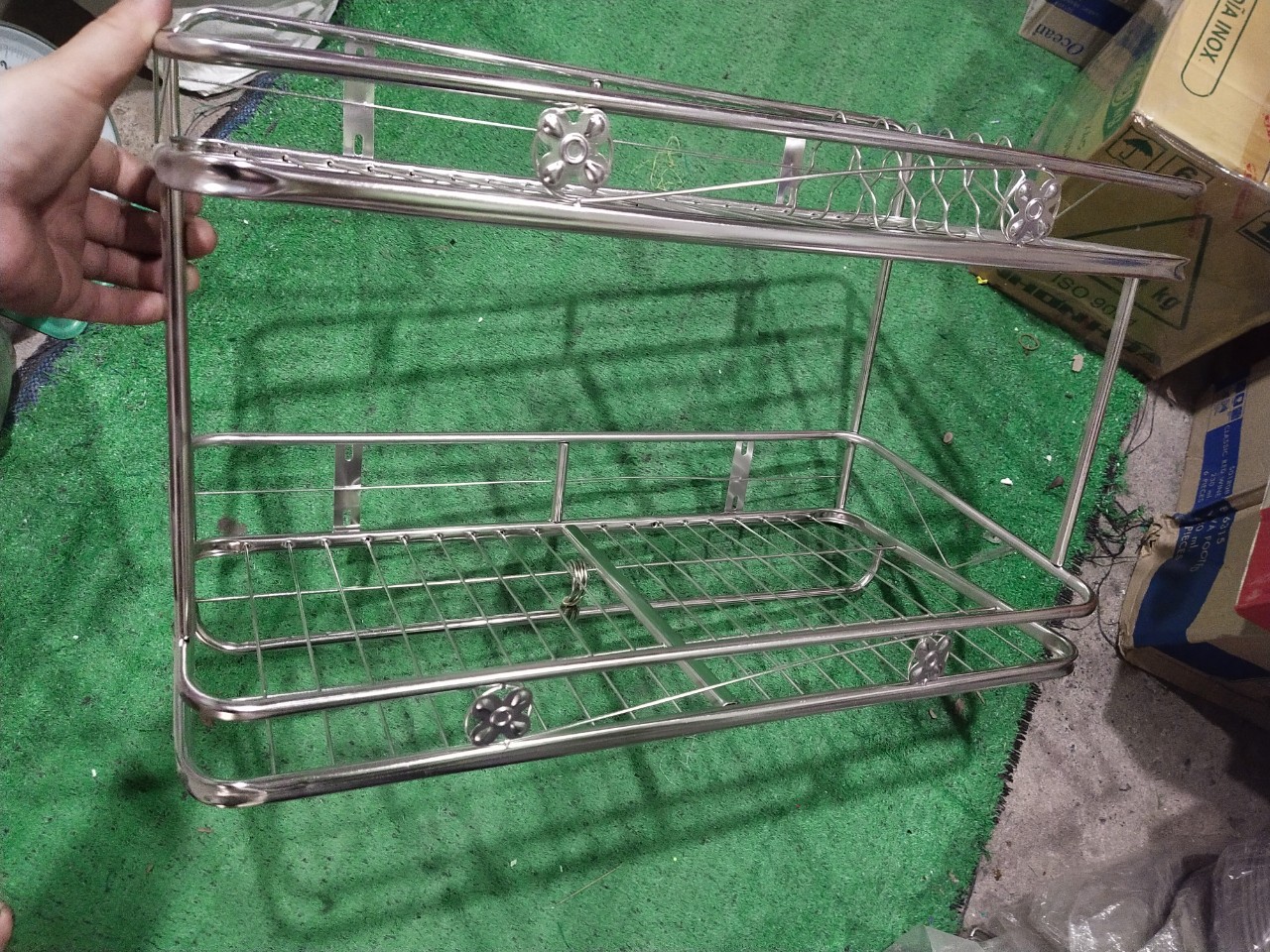 Kệ chén treo tường 2 tầng inox ống 50cm - 60cm