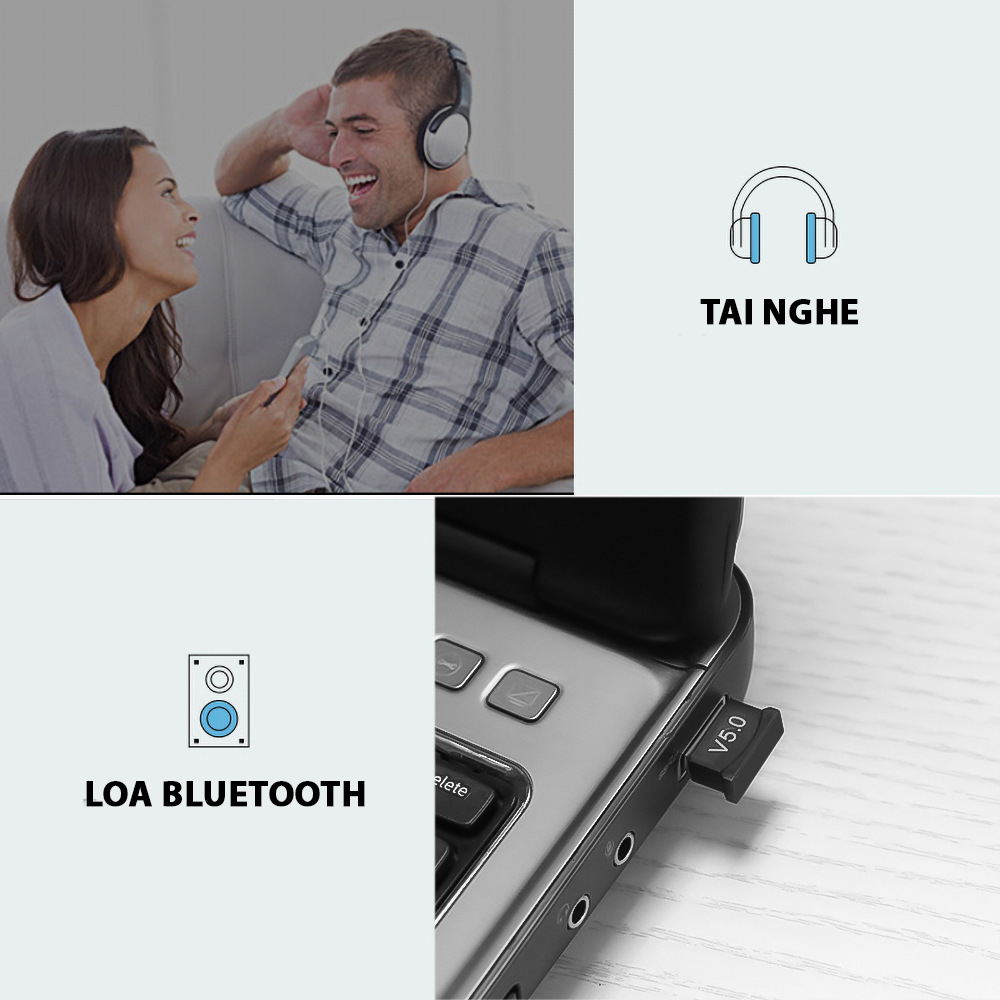USB Bluetooth 5.0 cho PC -USB Bluetooth Máy tính kết nối 20m V5.0