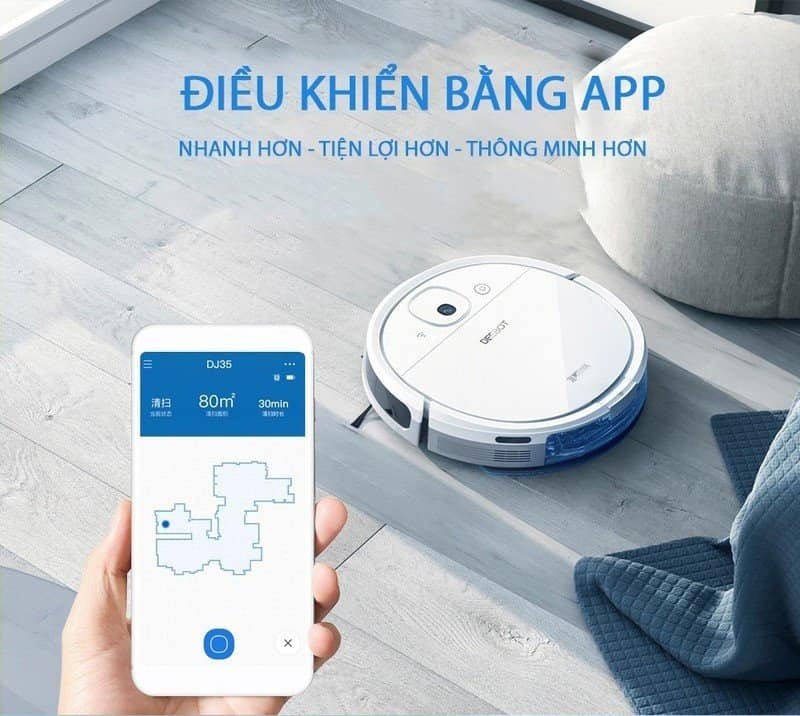 Robot hút bụi lau nhà thông minh ECOVACS DEEBOT DJ35 (App Quốc tế điều khiển bằng điện thoại)