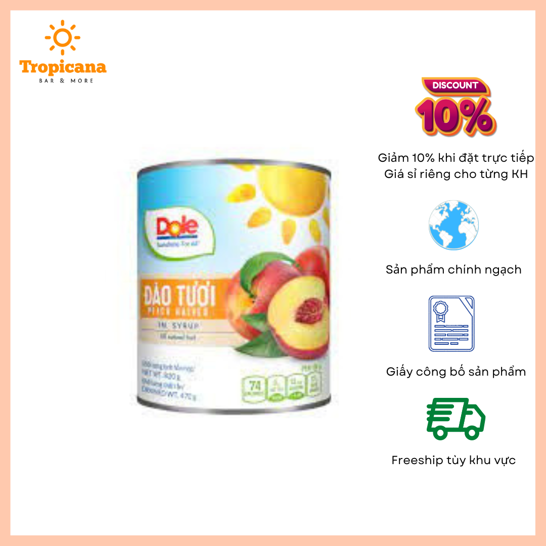 Đào ngâm dole – lon 820g