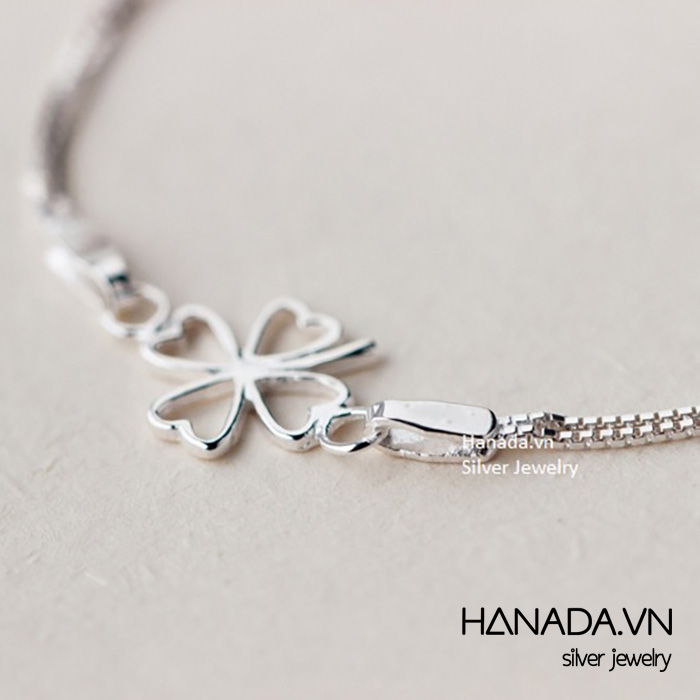 Lắc Tay Bạc 925 Hanada Cỏ Bốn Lá 0283
