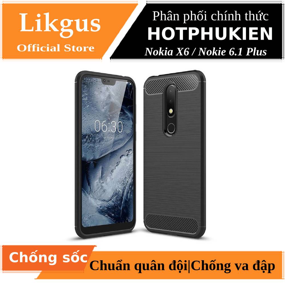 [HCM]Ốp lưng chống sốc Nokia 6.1 Plus / Nokia X6 Hiệu Likgus vân kim loại (chống va đập chống vân tay) - Phân phối bởi Hotpukien