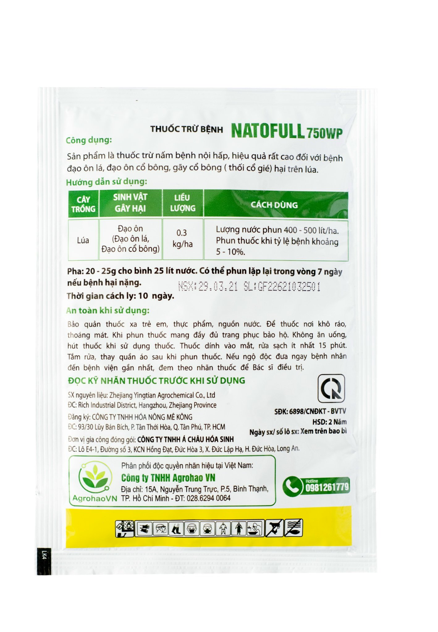 Thuốc trừ bệnh Đạo ôn lúa Natofull 750WP -25gr
