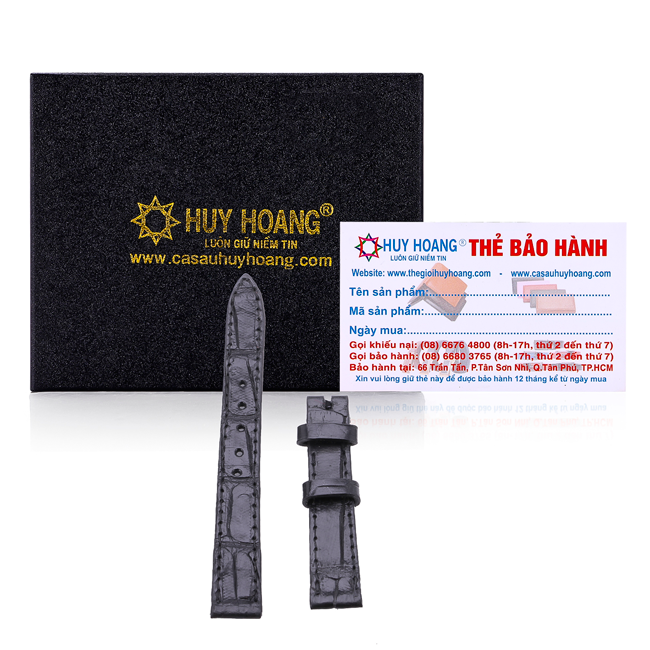 Dây đồng hồ da cá sấu size 12 - 14 màu đen TH8226