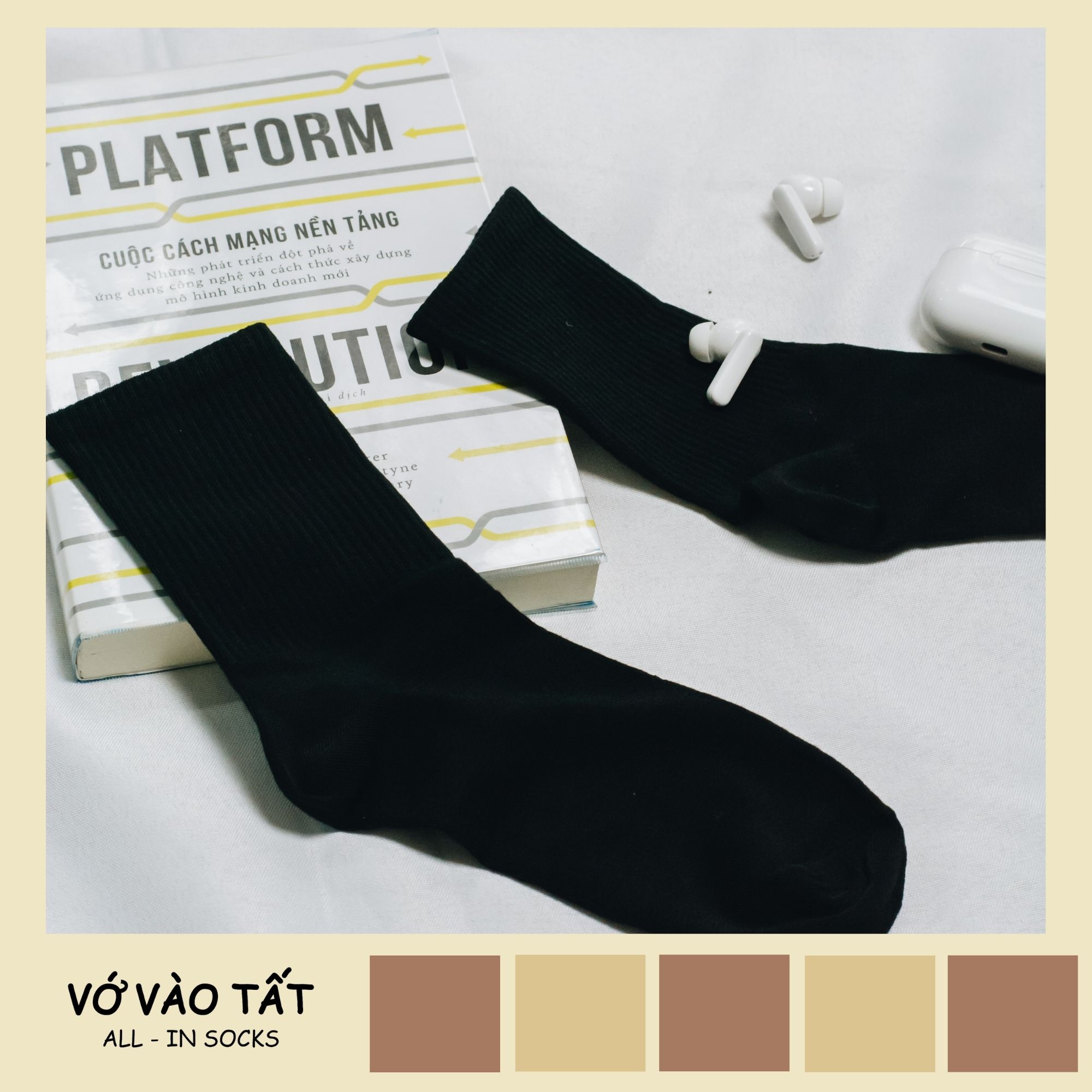 TẤT VỚ UNISEX TRẮNG ĐEN TRƠN