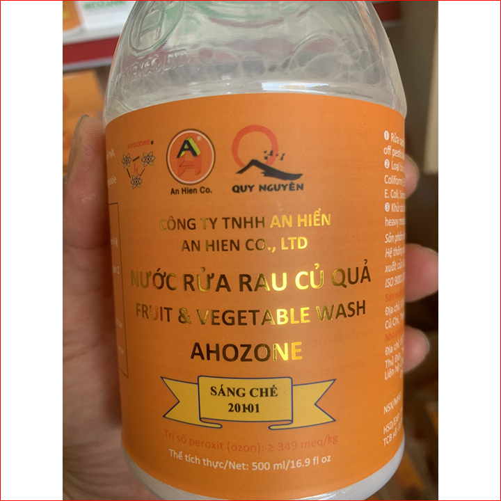 Nước rửa rau củ quả thực phẩm ahozone quy nguyên phân phối chai 500ml