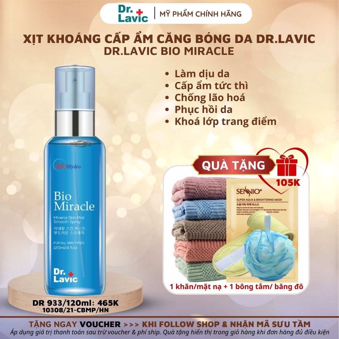 Xịt khoáng mặt dưỡng ẩm dưỡng da căng bóng dr.lavic bio miracle 120ml
