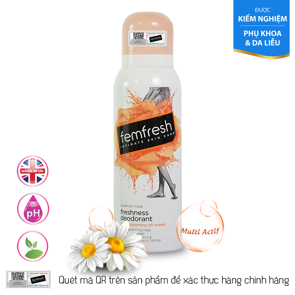 Xịt Thơm Mát Vùng Kín Cao Cấp Femfresh Everyday Care 125ml Của Anh Màu Cam freshness Deodorant Spray - Cosin Store