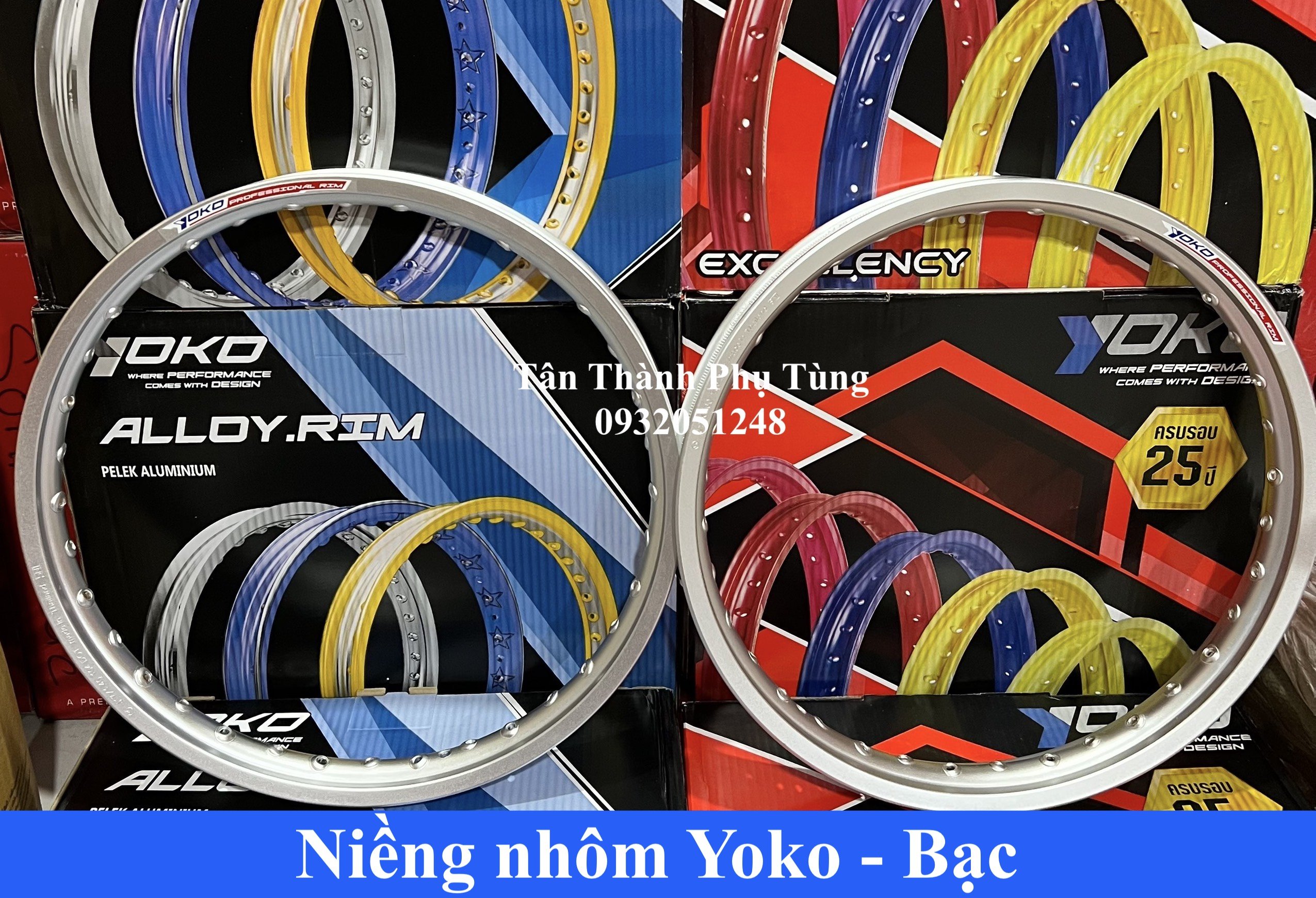 Niềng nhôm yoko thailand 1.4-1.6 màu bạc