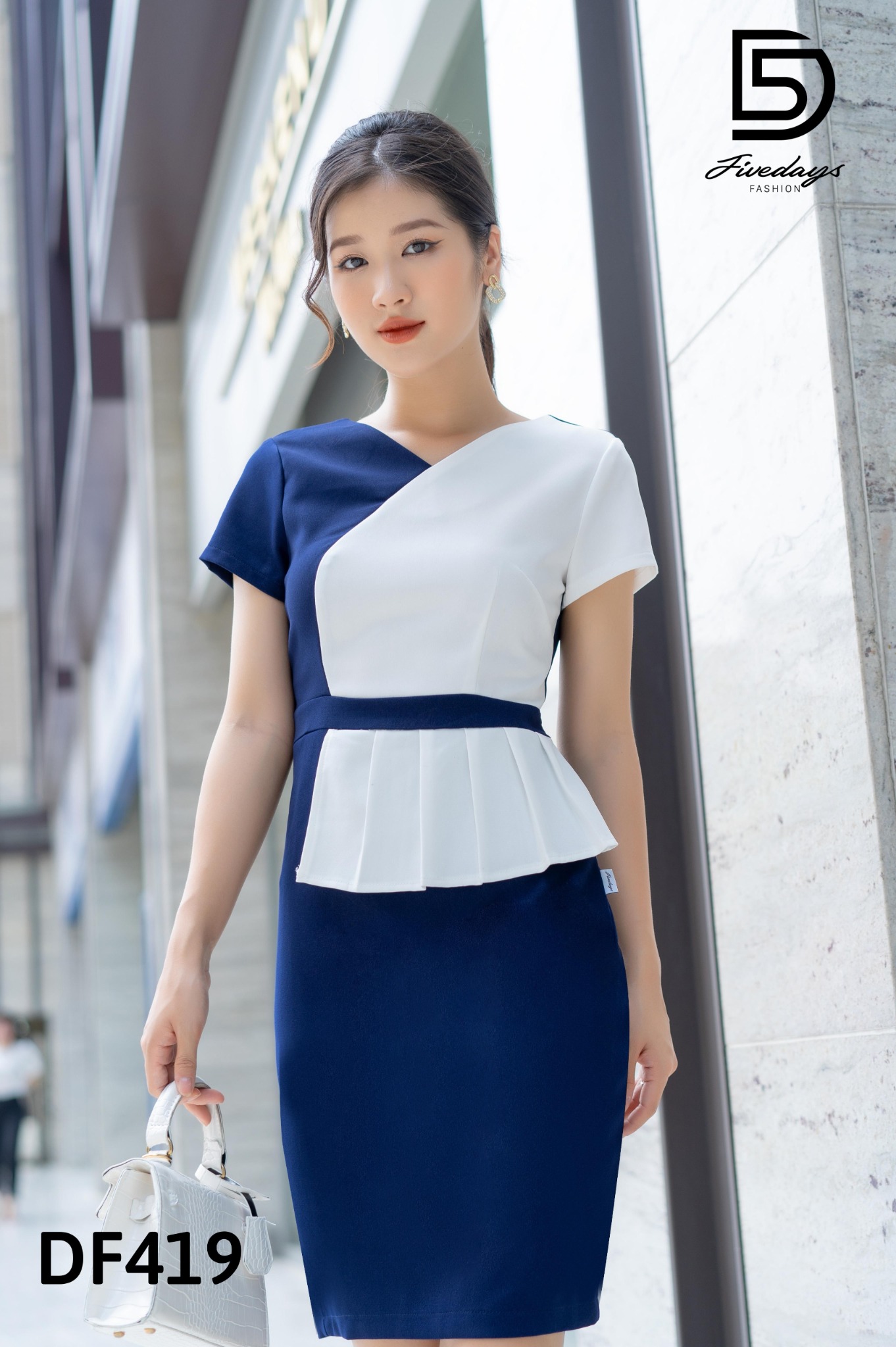 Fivedays - Đầm Peplum xếp ly