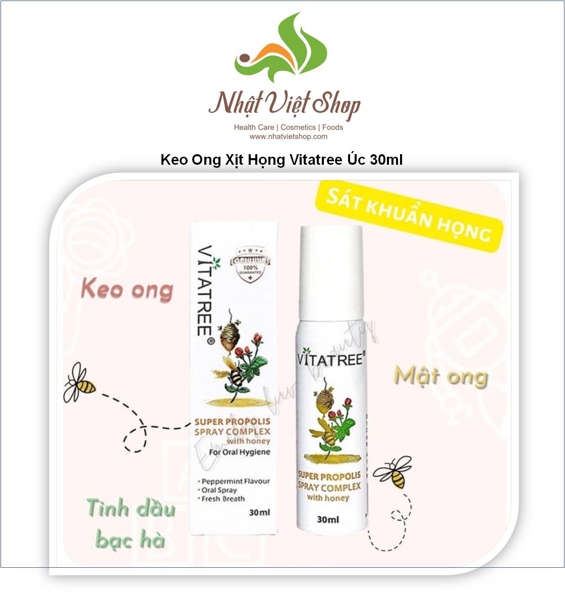 Xịt Họng Keo Ong Vitatree của Úc 25ml