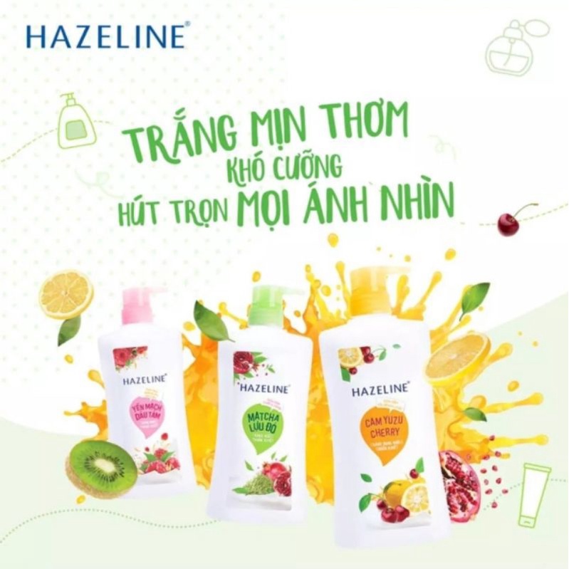SỮA TẮM HAZELINE 1kg trắng sáng mịn da(nắp trắng)